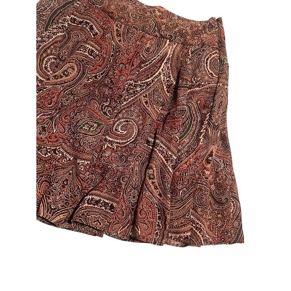 Chaps Skirt Womens Size 10 Brown Paisley Pull On Zip Side A Line Midi Boho - Picture 3 of 7